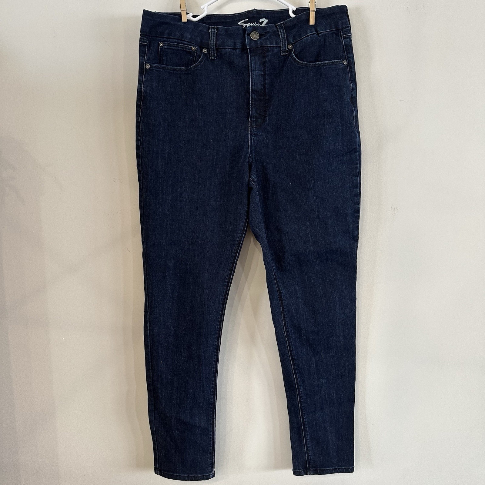 Women's Seven7 Denim Jeans Tummyless High Rise Skinny 16 Dark Wash Stretch